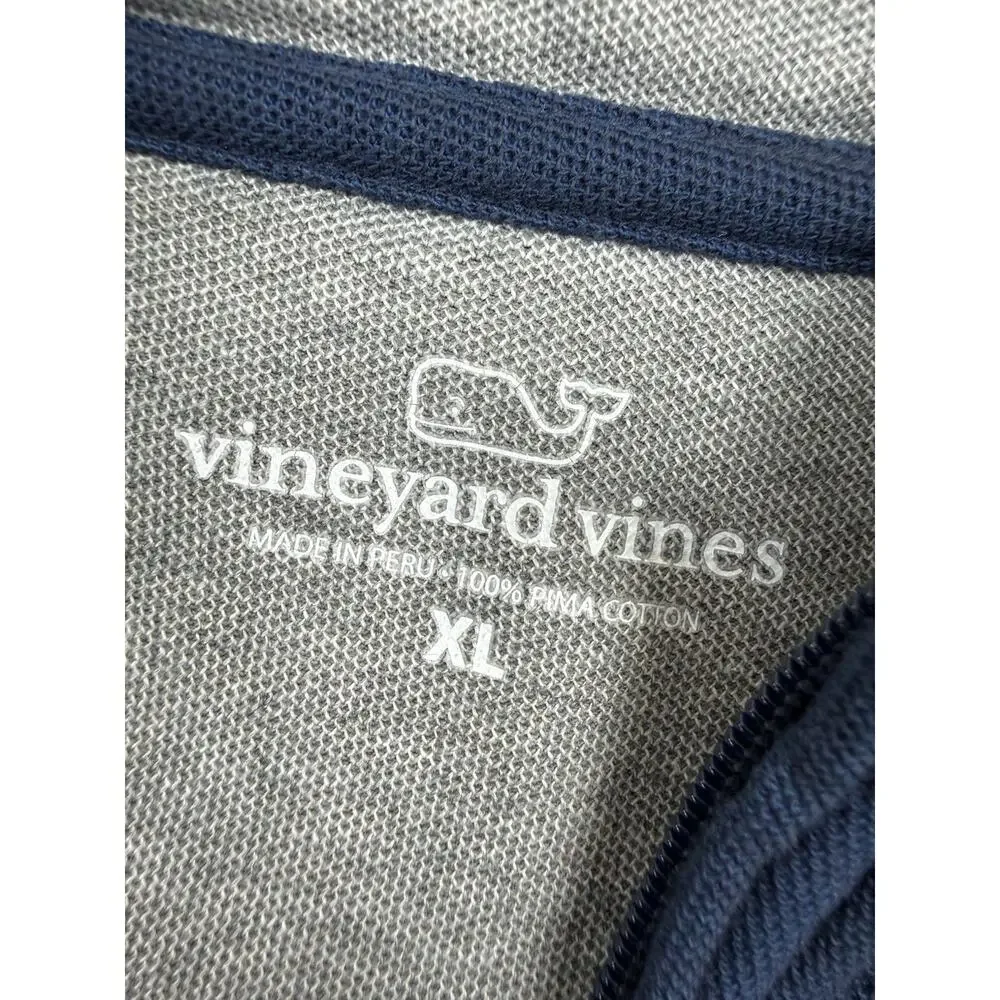 Vineyard Vines 1/4 Zip Pullover XL Blue Pima Cotton Logo Sweater Men’s